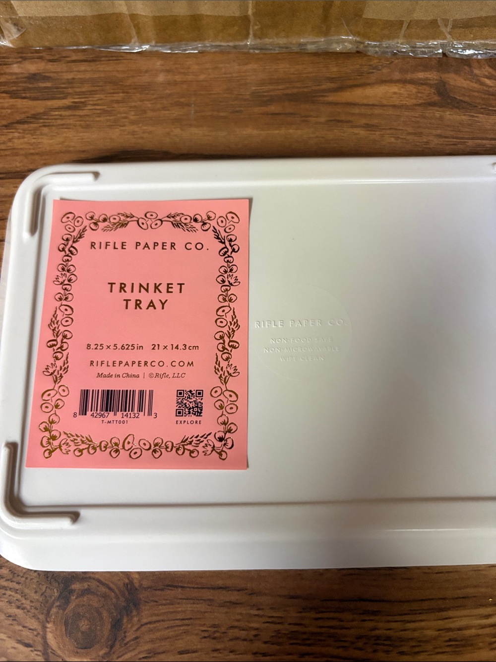 For Cortney 5/$10 5 Floral Decorative Rectangular Tray in Mint & Coral - Picture 2 of 2
